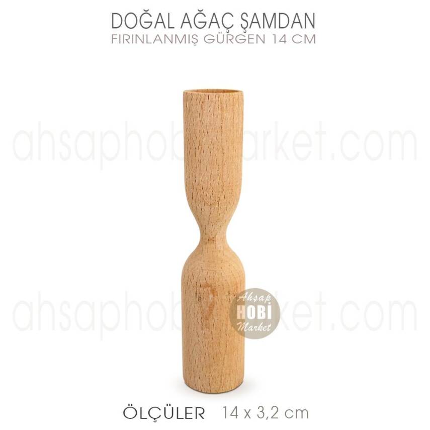 Ahşap Modern Şamdan Mumluk (14X3,2 cm) Orta Boy Doğal Ağaç - 1