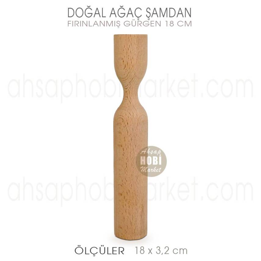 Ahşap Modern Şamdan Mumluk (18X3,2 cm) Büyük Boy Doğal Ağaç - 1