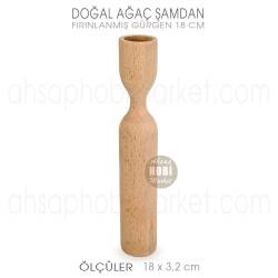 Ahşap Modern Şamdan Mumluk (18X3,2 cm) Büyük Boy Doğal Ağaç - Tual Hobi Craft İst (1)