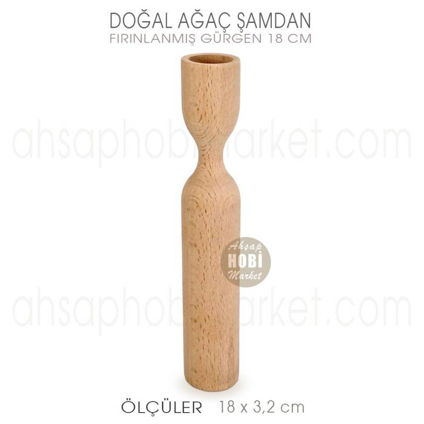 Ahşap Modern Şamdan Mumluk (18X3,2 cm) Büyük Boy Doğal Ağaç - 2