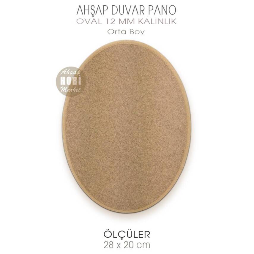 Ahşap Oval Düz Kalın Duvar Pano (28x20 cm) Orta Boy - 1