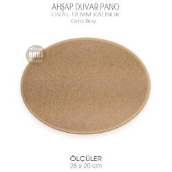 Ahşap Oval Düz Kalın Duvar Pano (28x20 cm) Orta Boy - Tual Hobi Craft İst (1)