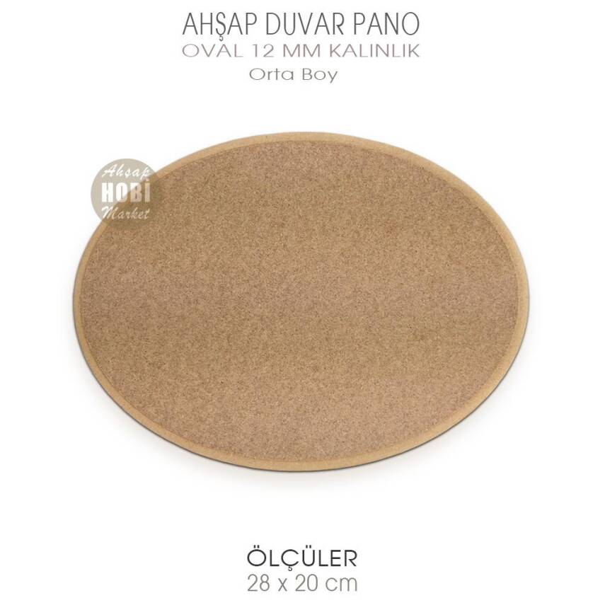Ahşap Oval Düz Kalın Duvar Pano (28x20 cm) Orta Boy - 2