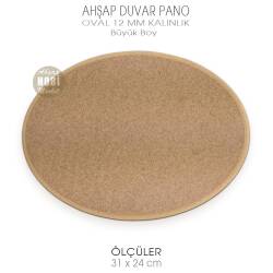 Ahşap Oval Düz Kalın Duvar Pano (31x24cm) Büyük Boy - Tual Hobi Craft İst (1)