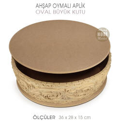 Ahşap Oval Oymalı Büyük Aplik Kutu (36x28X15 cm) - Tual Hobi Sanat (1)