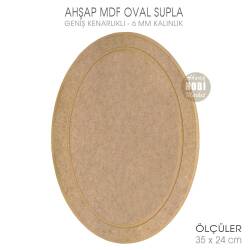 Ahşap Oval Supla Pano (35X24 cm) Geniş Kenarlıklı - Tual Hobi Craft İst