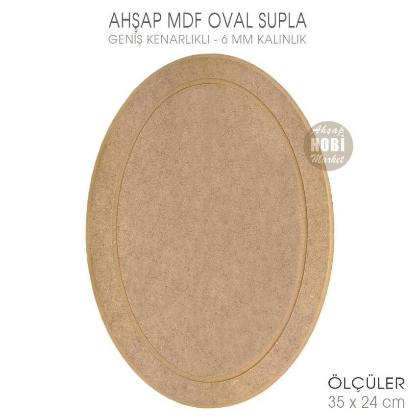 Ahşap Oval Supla Pano (35X24 cm) Geniş Kenarlıklı - 1