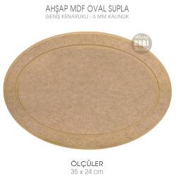 Ahşap Oval Supla Pano (35X24 cm) Geniş Kenarlıklı - Tual Hobi Craft İst (1)