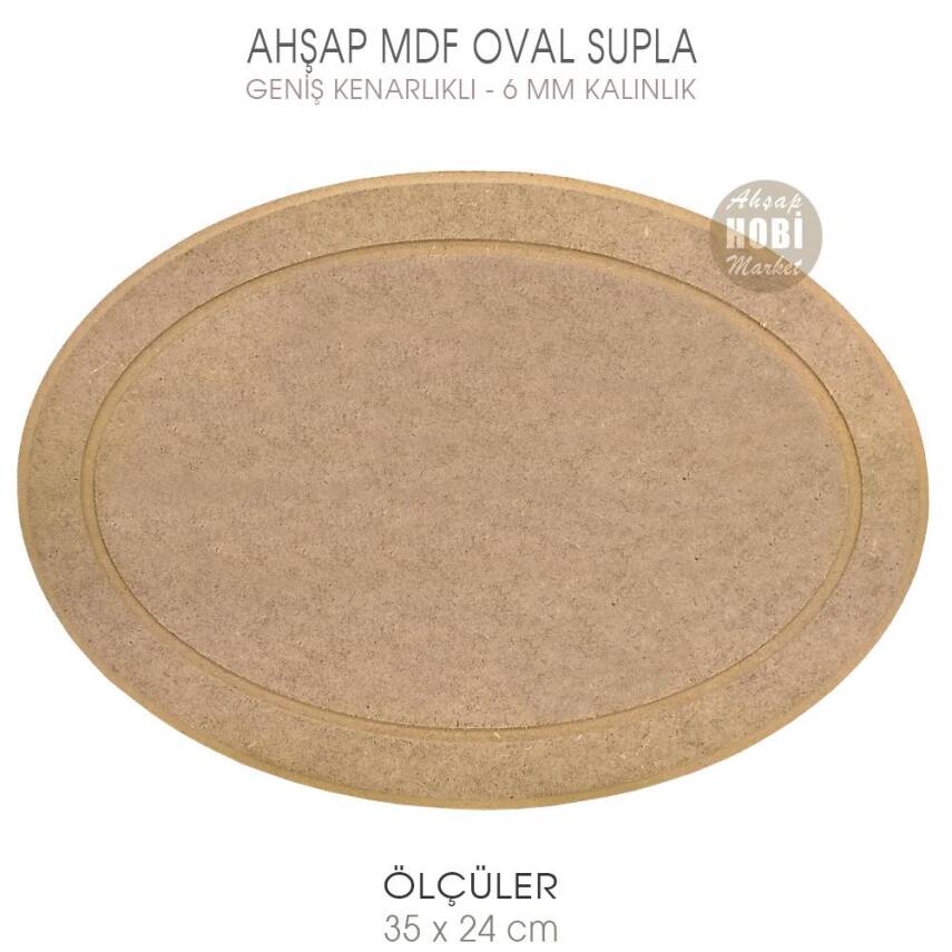 Ahşap Oval Supla Pano (35X24 cm) Geniş Kenarlıklı - 2