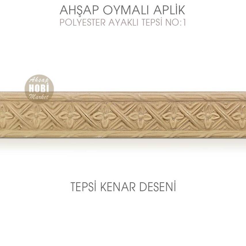 Ahşap Oymalı Aplik Tepsi Büyük Model 1 (39x27cm) Polyester Ayaklı - 2