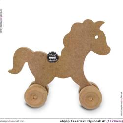 Ahşap Oyuncak Tekerlekli At (17x15cm) - Tual Hobi Sanat