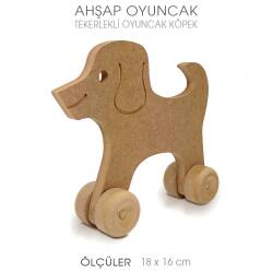 Ahşap Oyuncak Tekerlekli Köpek (18x16 cm) - Tual Hobi Sanat (1)