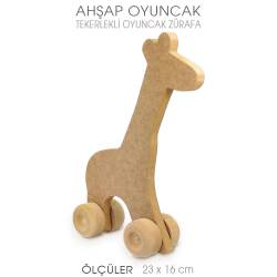 Ahşap Oyuncak Tekerlekli Zürafa (23x16 cm) - Tual Hobi Sanat (1)