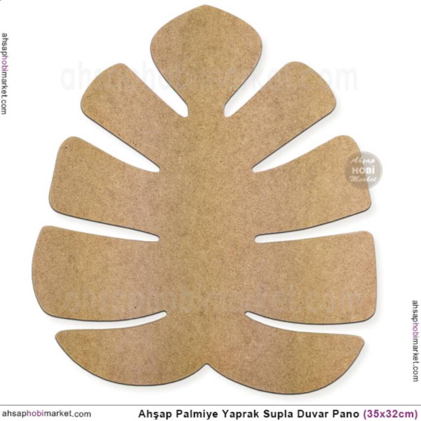 Ahşap Palmiye Yaprak Supla Duvar Pano (35x32 cm) - 1