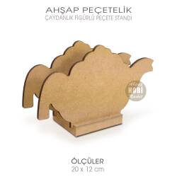 Ahşap Peçetelik Çaydanlık Figürlü (20x15 cm) Ham Mdf - Tual Hobi Craft İst (1)