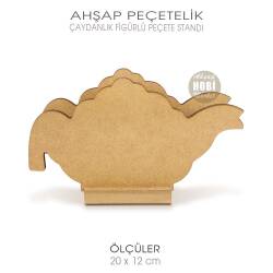 Ahşap Peçetelik Çaydanlık Figürlü (20x15 cm) Ham Mdf - Tual Hobi Craft İst