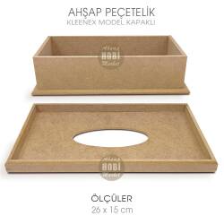 Ahşap Peçetelik Kleenex Model (26x15 cm) Ham Ahşap - 3