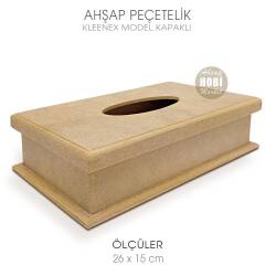 Ahşap Peçetelik Kleenex Model (26x15 cm) Ham Ahşap - Tual Hobi Craft İst (1)