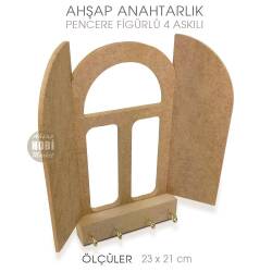 Ahşap Pencere Görünümlü Anahtarlık Pano (23X21 cm) - Tual Hobi Sanat (1)