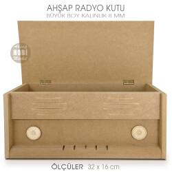 Ahşap Radyo Kutu Büyük Boy (32x16 cm) Ham Mdf - Tual Hobi Craft İst (1)