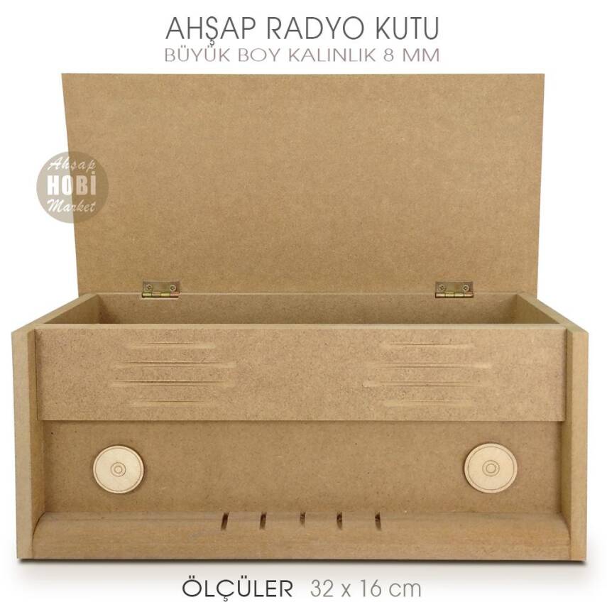 Ahşap Radyo Kutu Büyük Boy (32x16 cm) Ham Mdf - 2