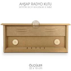 Ahşap Radyo Kutu Büyük Boy (32x16 cm) Ham Mdf - Tual Hobi Craft İst