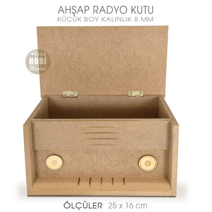 Ahşap Radyo Kutu Küçük Boy (25x16 cm) Ham Mdf - 2