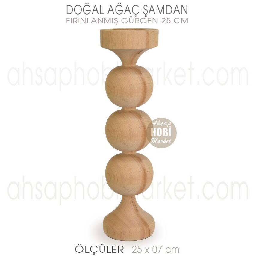 Ahşap Şamdan Mumluk Büyük Boy (25X7 cm) Doğal Ağaç - 1
