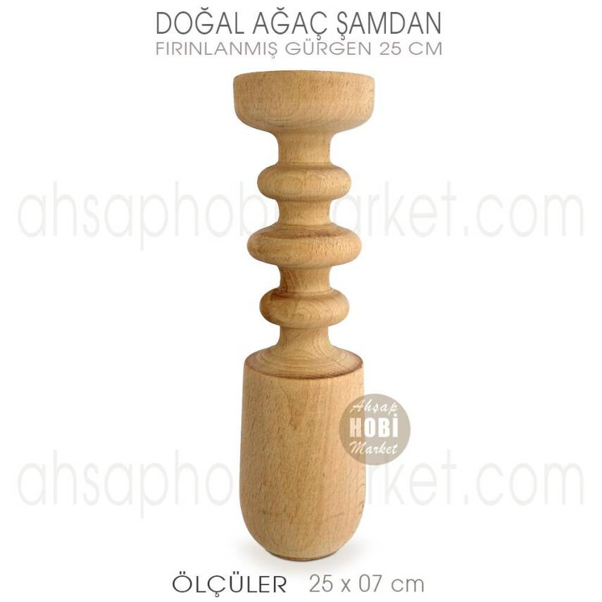 Ahşap Şamdan Mumluk Büyük Boy (25X7 cm) Doğal Ağaç - 1
