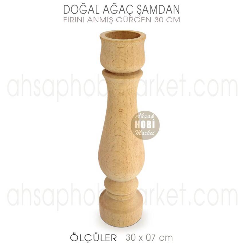 Ahşap Şamdan Mumluk Büyük Boy (30X7 cm) Doğal Ağaç - 2