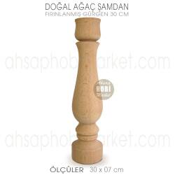 Ahşap Şamdan Mumluk Büyük Boy (30X7 cm) Doğal Ağaç - Tual Hobi Craft İst