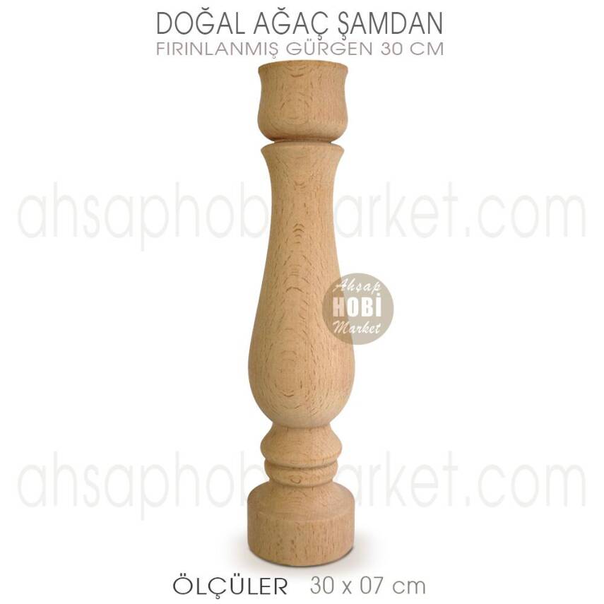 Ahşap Şamdan Mumluk Büyük Boy (30X7 cm) Doğal Ağaç - 1