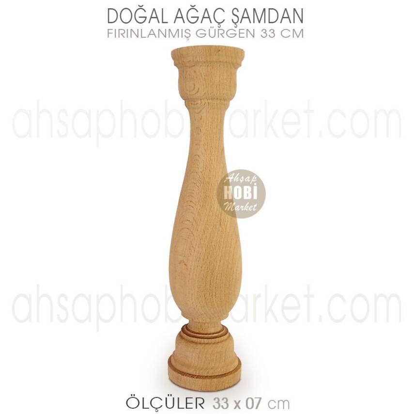 Ahşap Şamdan Mumluk Büyük Boy (33X7 cm) Doğal Ağaç - 1