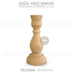 Ahşap Şamdan Mumluk Kısa Boy (12X5,5 cm) Doğal Ağaç - Tual Hobi Craft İst