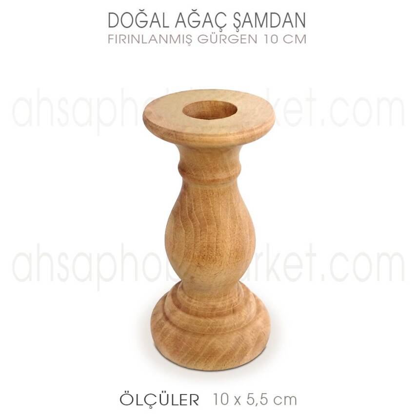 Ahşap Şamdan Mumluk Küçük Boy (10X5,5 cm) Doğal Ağaç - 2
