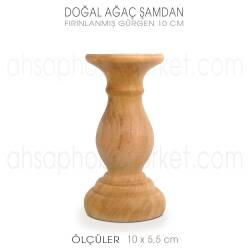 Ahşap Şamdan Mumluk Küçük Boy (10X5,5 cm) Doğal Ağaç - Tual Hobi Craft İst