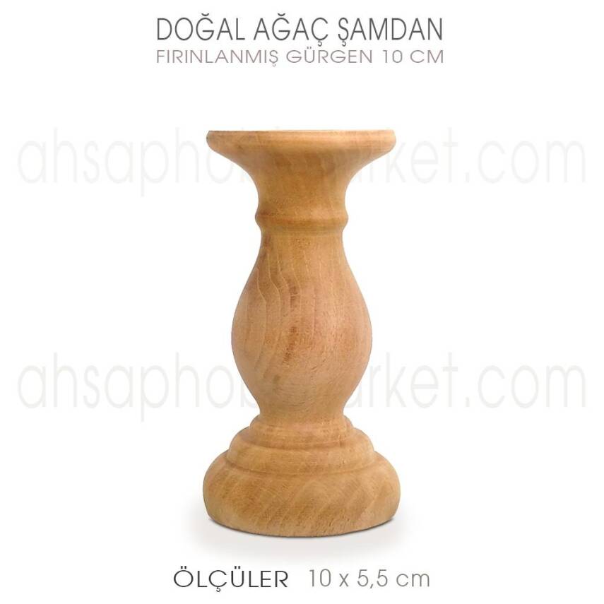 Ahşap Şamdan Mumluk Küçük Boy (10X5,5 cm) Doğal Ağaç - 1