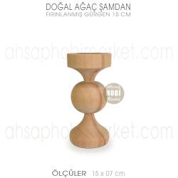 Ahşap Şamdan Mumluk Küçük Boy (15X7 cm) Doğal Ağaç - Tual Hobi Craft İst