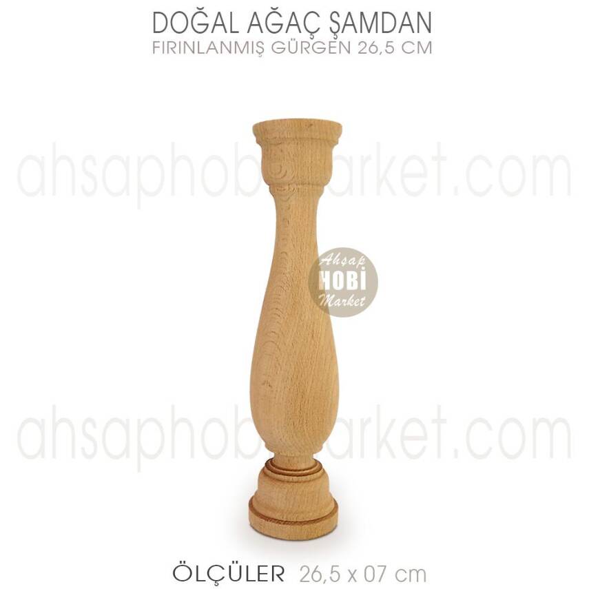 Ahşap Şamdan Mumluk Küçük Boy (26,5X7 cm) Doğal Ağaç - 1