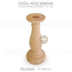 Ahşap Şamdan Mumluk Midi Boy (13X6 cm) Doğal Ağaç - Tual Hobi Craft İst (1)