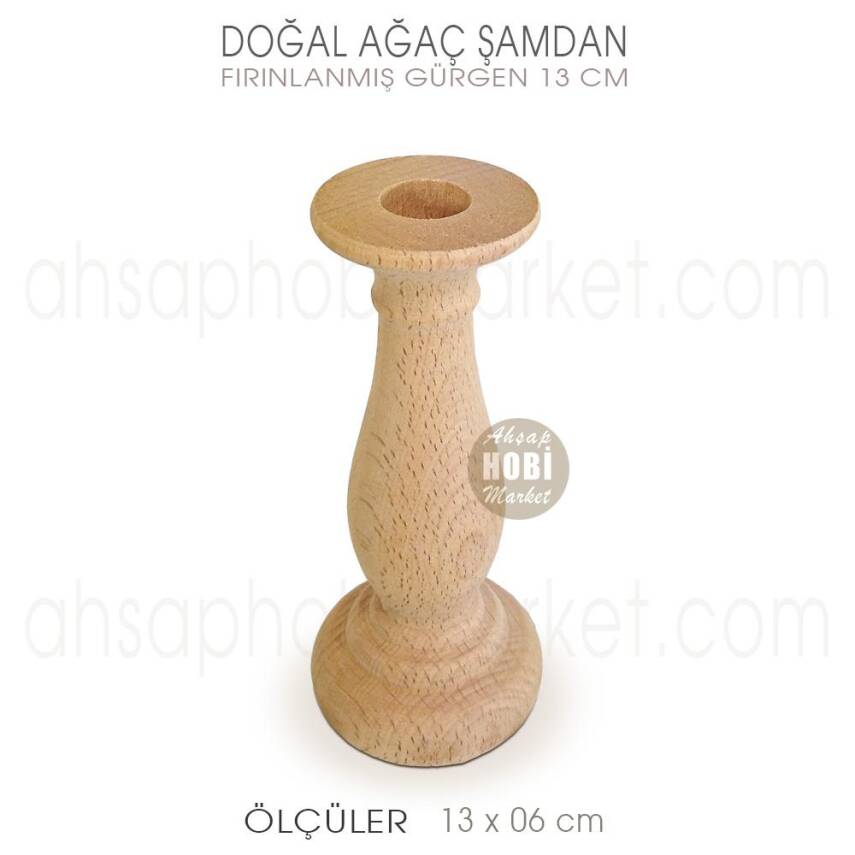 Ahşap Şamdan Mumluk Midi Boy (13X6 cm) Doğal Ağaç - 2