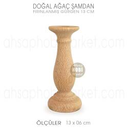 Ahşap Şamdan Mumluk Midi Boy (13X6 cm) Doğal Ağaç - Tual Hobi Craft İst