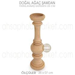 Ahşap Şamdan Mumluk Midi Boy (25X7 cm) Doğal Ağaç - Tual Hobi Craft İst (1)
