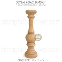 Ahşap Şamdan Mumluk Midi Boy (25X7 cm) Doğal Ağaç - Tual Hobi Craft İst