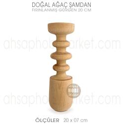 Ahşap Şamdan Mumluk Orta Boy (20X7 cm) Doğal Ağaç - Tual Hobi Craft İst