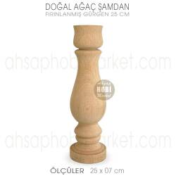 Ahşap Şamdan Mumluk Orta Boy (25X7 cm) Doğal Ağaç - Tual Hobi Craft İst