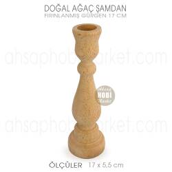 Ahşap Şamdan Mumluk Uzun Boy (17X5,5 cm) Doğal Ağaç - Tual Hobi Craft İst (1)