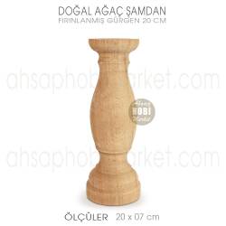 Ahşap Şamdan Mumluk Uzun Boy (20X7 cm) Doğal Ağaç - Tual Hobi Craft İst