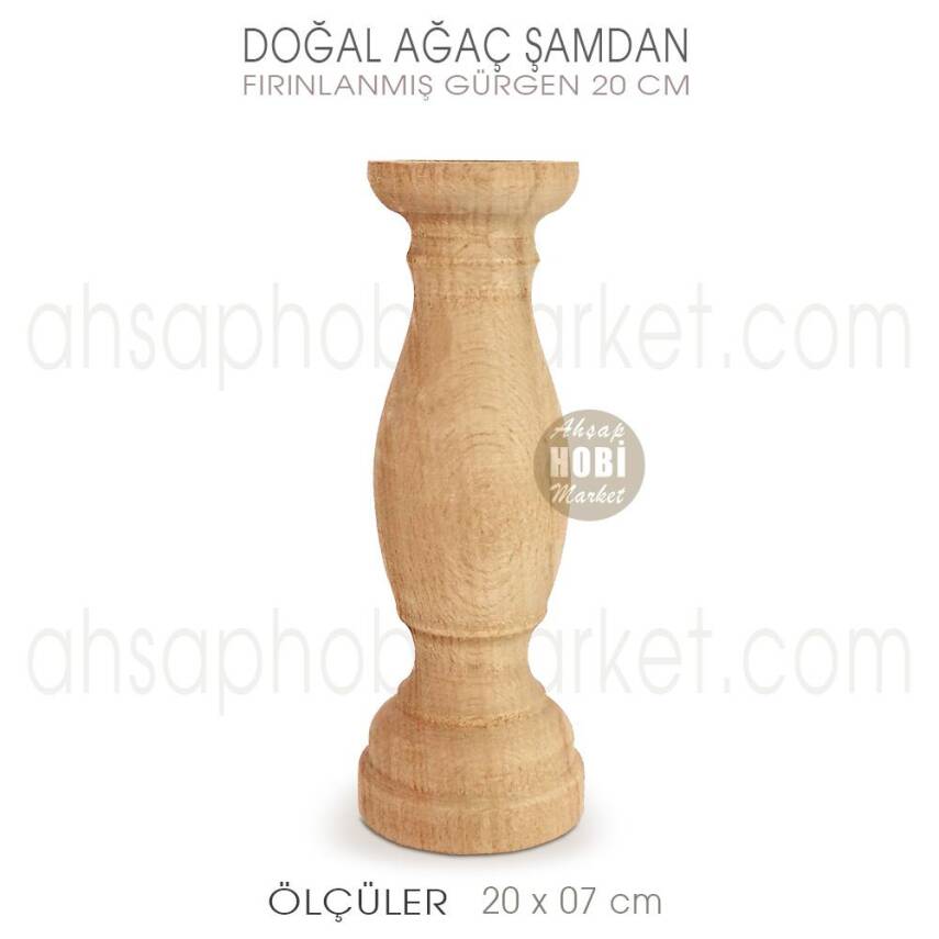 Ahşap Şamdan Mumluk Uzun Boy (20X7 cm) Doğal Ağaç - 1