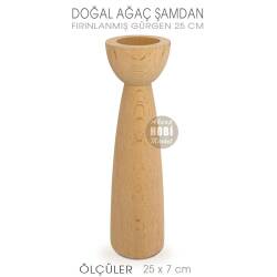 Ahşap Şamdan Mumluk Uzun Boy (25X7 cm) Doğal Ağaç - Tual Hobi Craft İst (1)